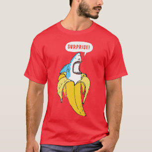 Trendig Banana Shark Surprise Humor T Shirt