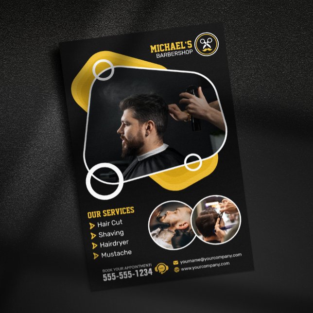 Trendig barberare Frisörsalong Klippning Flygblad (Skapare uppladdad)