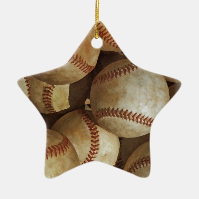 Trendig Baseball Artwork Julgransprydnad Keramik (Framsidan)