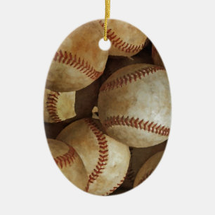 Trendig Baseball Artwork Julgransprydnad Keramik