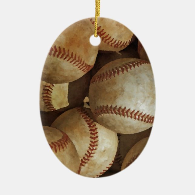 Trendig Baseball Artwork Julgransprydnad Keramik (Framsidan)