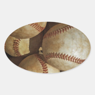 Trendig Baseball Artwork Ovalt Klistermärke