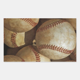 Trendig Baseball Artwork Rektangulärt Klistermärke