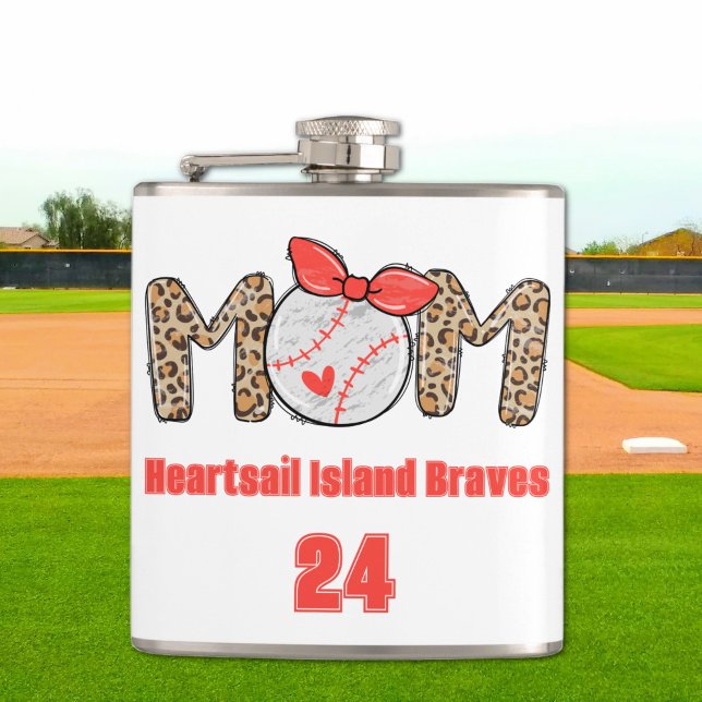 Trendig Baseball Mamma Personlig Hand plockade Fickplunta (Trendy Baseball Mom Personalized Flask)