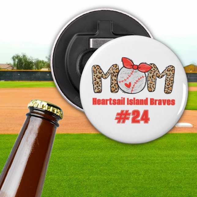 Trendig Baseball Mamma Personlig Hand plockade Flasköppnare (Trendy Baseball Mom Personalized Button Bottle Opener)
