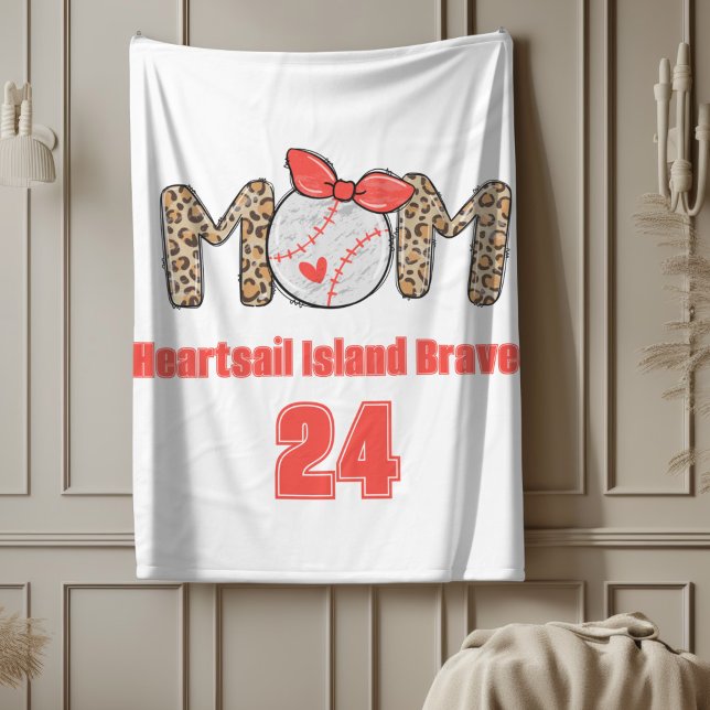 Trendig Baseball Mamma Personlig Hand plockade Fleecefilt (Trendy Baseball Mom Personalized Fleece Blanket)