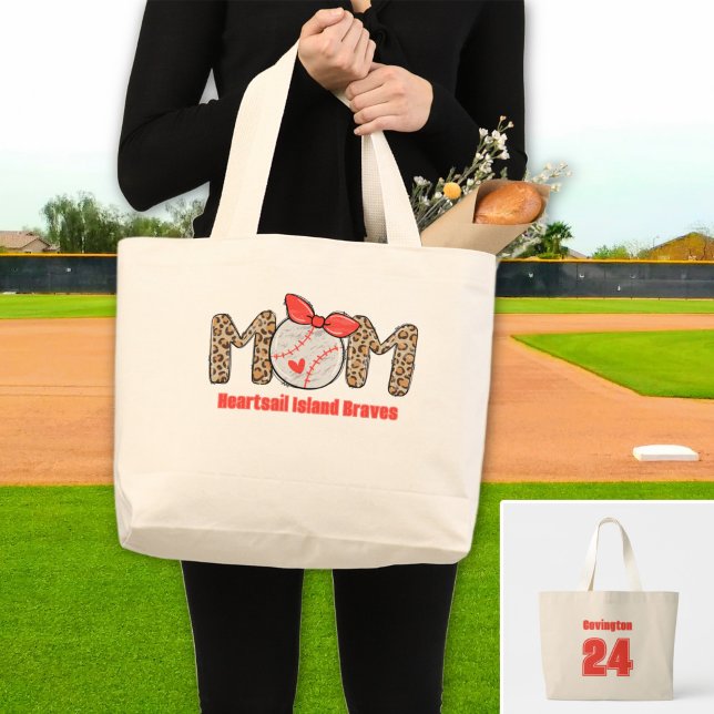 Trendig Baseball Mamma Personlig Hand plockade Jumbo Tygkasse (Trendy Baseball Mom Personalized tote bag)