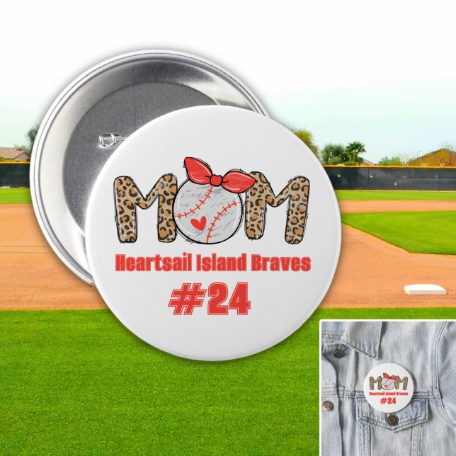 Trendig Baseball Mamma Personlig Hand plockade Knapp (Trendy Baseball Mom Personalized Button)