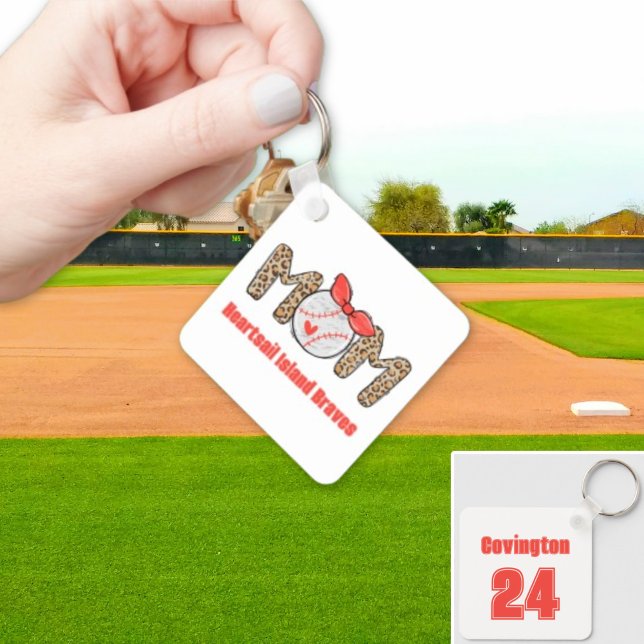 Trendig Baseball Mamma Personlig Hand plockade Nyckelring (Trendy Baseball Mom Personalized Keychain)