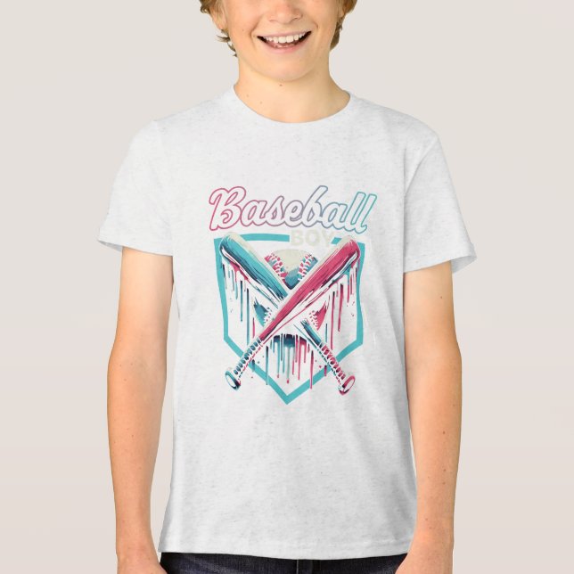 Trendig basebollpojke Drip Shield T-shirt (Framsida)