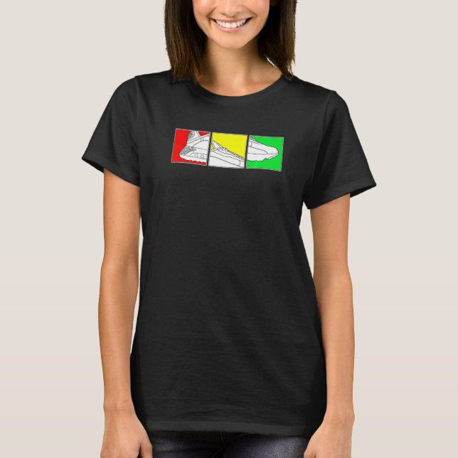 Trendig Basketboll Shoes with Rasta Färg Kort Sl T Shirt (Framsida)