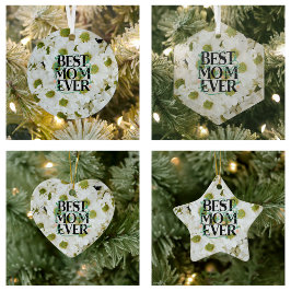 Trendig Bästa Mamma någonsin Vit Blommigt Modern Julgransprydnad Keramik