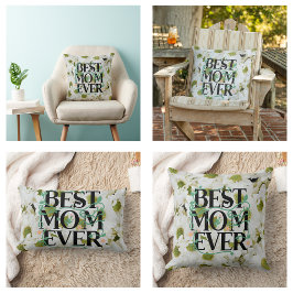 Trendig Bästa Mamma någonsin Vit Blommigt Modern Lumbarkudde