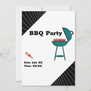 Trendig BBQ Barbecue Backyard Potluck Party Inbjudningar
