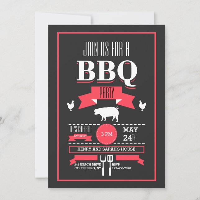 Trendig BBQ-inbjudan Inbjudningar (Framsida)