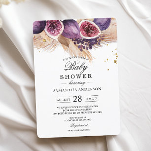 Trendig Beauty Lila Figs & Pampas Inbjudningar