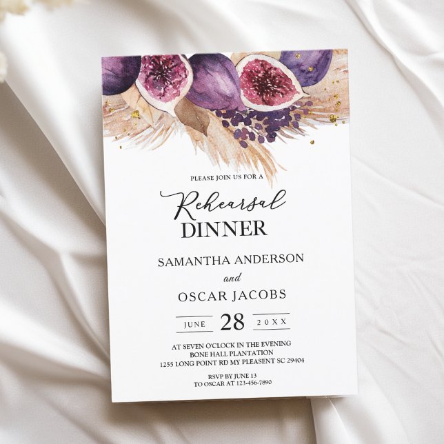 Trendig Beauty Lila Figs & Pampas Inbjudningar (Skapare uppladdad)