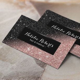 Trendig Beauty Salon Ro Guld och Black Glitter Visitkort