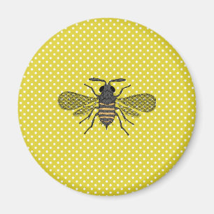Trendig BEE Gult Polkadot Mönster Gift Decor NEW Magnet