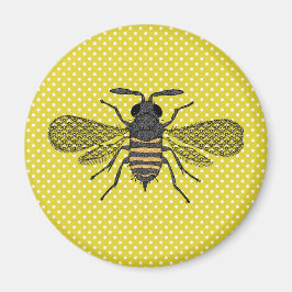 Trendig BEE Gult Polkadot Mönster Gift Decor NEW Magnet
