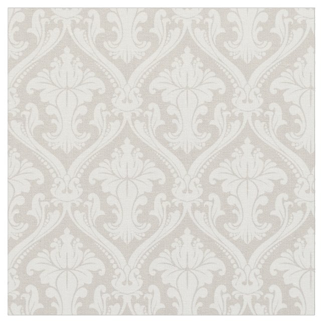 Trendig Beige Barock Damastmönster Tyg (Närbild)