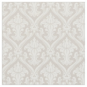 Trendig Beige Baroque Damask Pattern Tyg