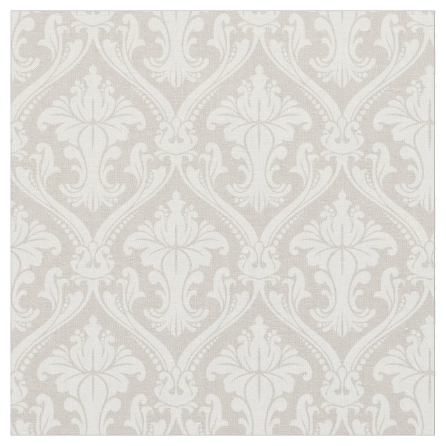 Trendig Beige Baroque Damask Pattern Tyg (Närbild)