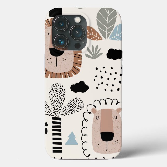 Trendig Beige Black Lejon Jungle Tuff Fodral iPhon (Baksida )