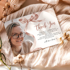Trendig Beige Bow Photo Studenten Tack Kort