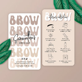 Trendig Beige Brow Aftercare Instruktioner Retro Visitkort