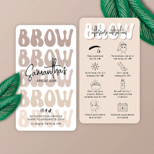 Trendig Beige Brow Aftercare Instruktioner Retro Visitkort