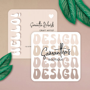 Trendig Beige Crafter Handmade Desigst Artist Retr Fyrkantigt Visitkort