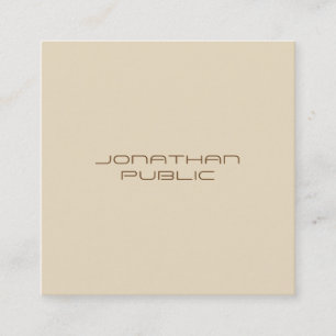 Trendig Beige enkel mall med minimalistisk modern Fyrkantigt Visitkort