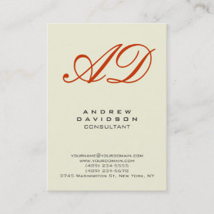 Trendig Beige Lodrät Red Monogram Affärskort Visitkort