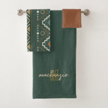 Trendig Beige Monogram med Terracotta Boho Brown
