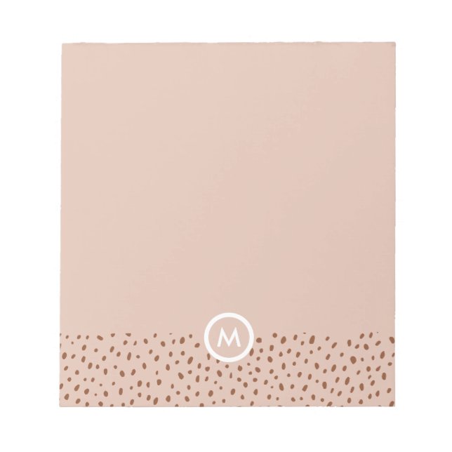Trendig Beige Monogram med Terracotta Boho Brown Anteckningsblock (Framsida)