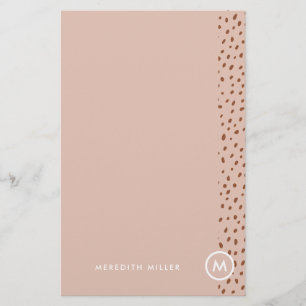 Trendig Beige Monogram med Terracotta Boho Brown Brevpapper