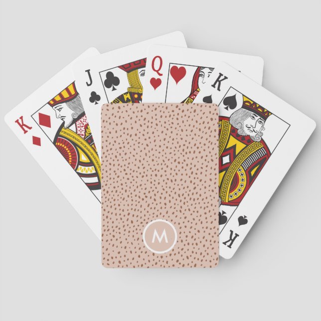 Trendig Beige Monogram med Terracotta Boho Brown Casinokort (Baksidan)