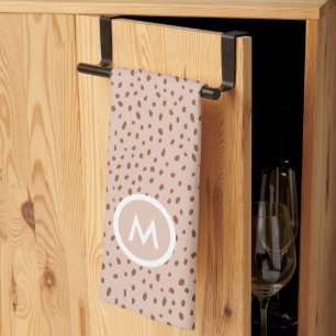 Trendig Beige Monogram med Terracotta Boho Brown Kökshandduk