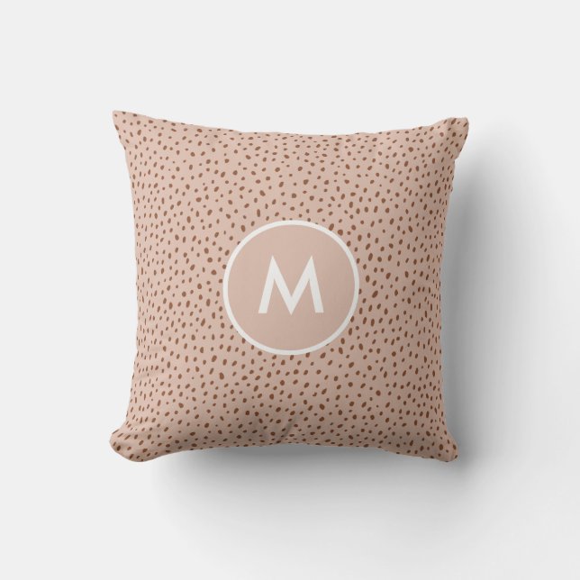 Trendig Beige Monogram med Terracotta Boho Brown Kudde (Framsida)