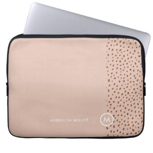 Trendig Beige Monogram med Terracotta Boho Brown Laptop Fodral
