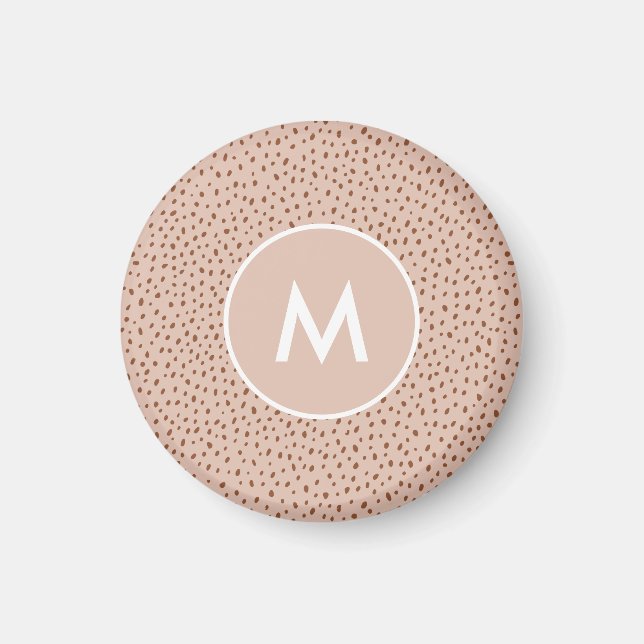 Trendig Beige Monogram med Terracotta Boho Brown Magnet (Framsidan)
