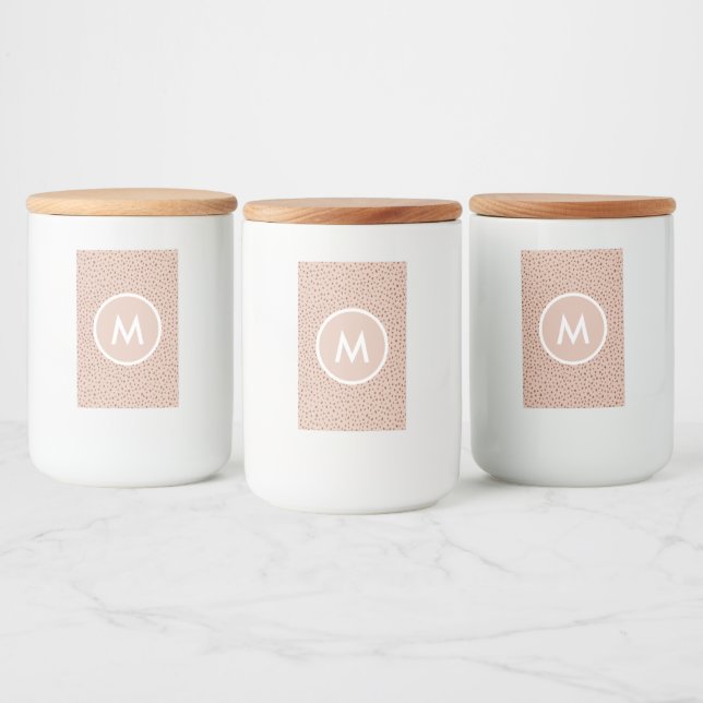 Trendig Beige Monogram med Terracotta Boho Brown Mat Etikett (Flaskor)
