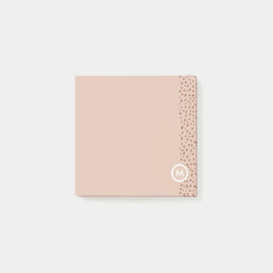 Trendig Beige Monogram med Terracotta Boho Brown Post-it Block