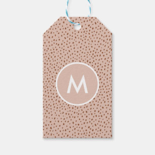 Trendig Beige Monogram med Terracotta Boho Brown Presentetikett