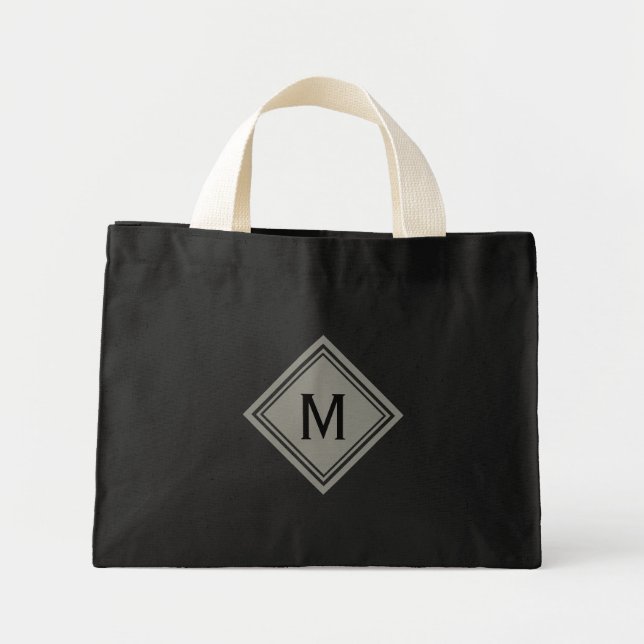 Trendig Beige om Black Diamond Monogram Mini Tygkasse (Framsidan)