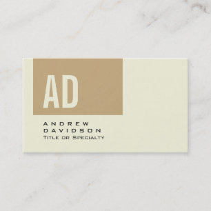 Trendig Beige Rand Monogram Snyggt Affärskort Visitkort
