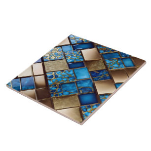 Trendig Beresh Ocean Blue Guld Collection Kakelplatta