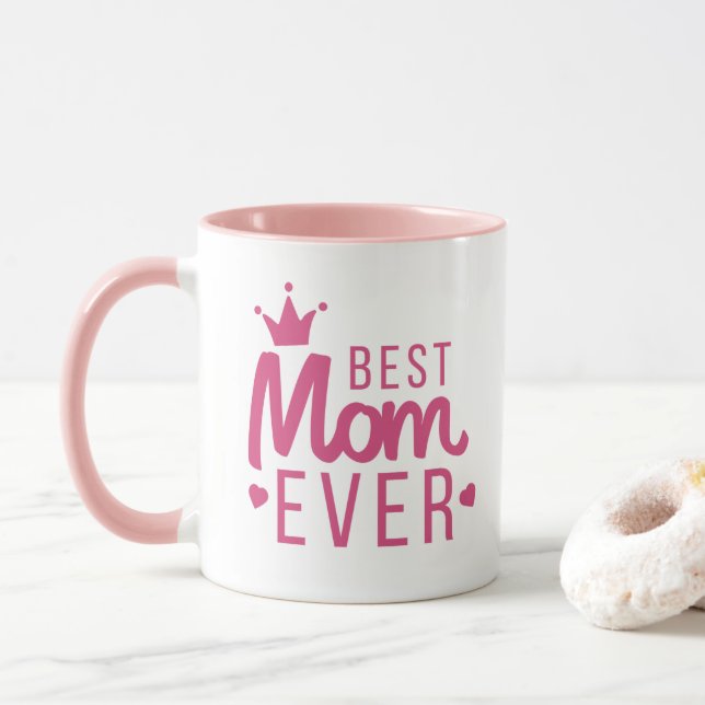 Trendig Best Mamma någonsin Rosa Typography Mugg (Med munk)