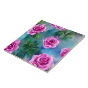 Trendig Beval Watercolor Rosa ros Collection Kakelplatta